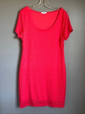 Isaac Mizrahi coral lace shift dress * sz XL *